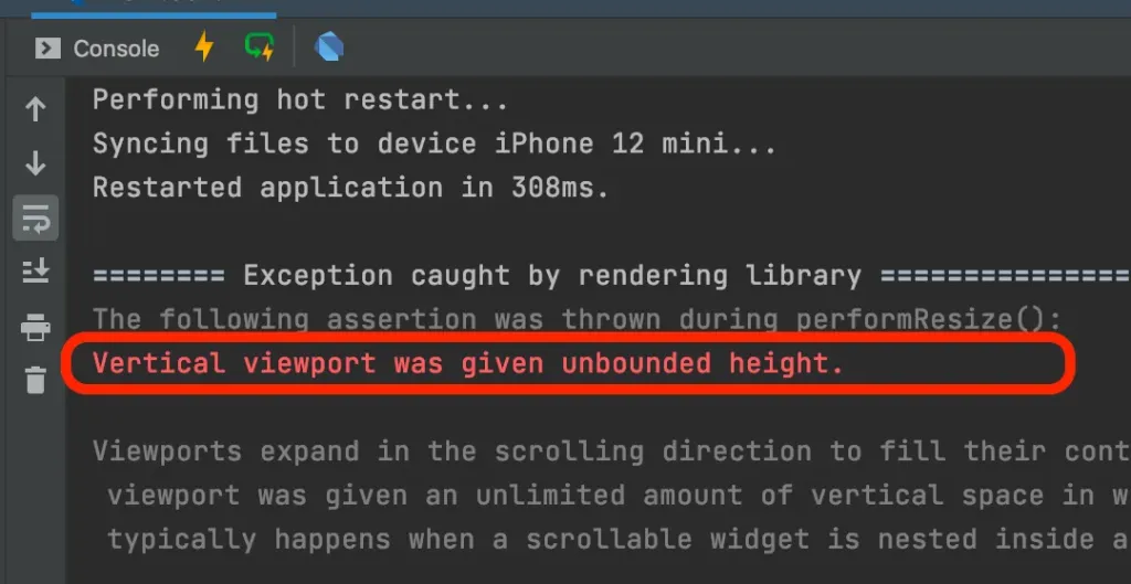 flutter vertical viewport was given unbounded height error
